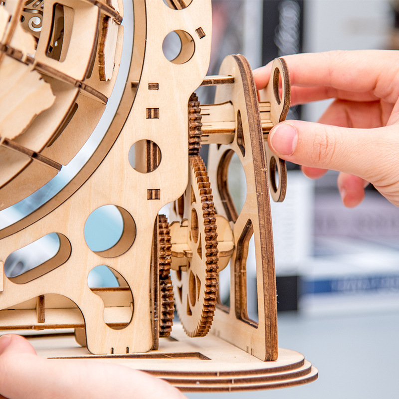 Building Blocks Simulation Ornaments 3D Assembled Globe Creative DIY Three-Dimensional Assembled Wood Crafts Mechanical Transmission Model