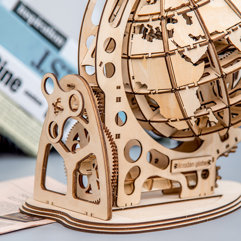 Building Blocks Simulation Ornaments 3D Assembled Globe Creative DIY Three-Dimensional Assembled Wood Crafts Mechanical Transmission Model