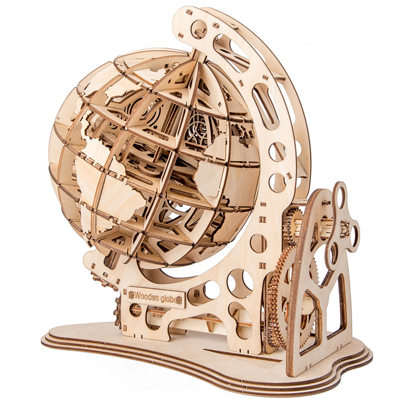 Building Blocks Simulation Ornaments 3D Assembled Globe Creative DIY Three-Dimensional Assembled Wood Crafts Mechanical Transmission Model