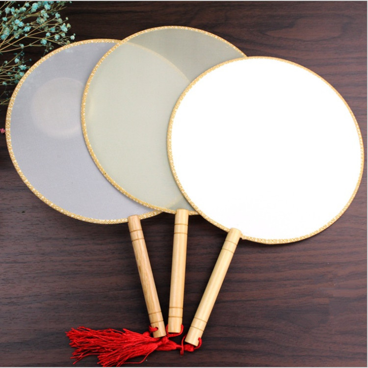Circular Fan Fan Ancient Style DIY Blank Palace Circular Fan Children&#039;s Painting Wedding Bridal Fan Wood crafts
