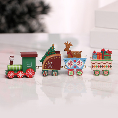 Wood crafts  Creative Wooden Four-Section Small Train Wood Products DIY Assembly Small Gifts Can Be Wholesale