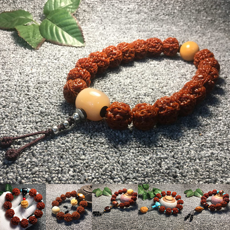 Nepal Rudraksha Bracelet Machine Brush Jadified Coated Pulp Five Faces Corpulent Big Rudraksha Beads Buddha Beads Wholesale