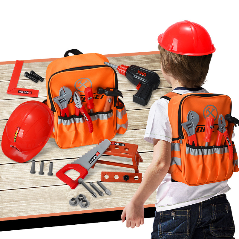 Children&#039;s Tool Schoolbag Baby Simulation Maintenance Toolbox Electric Drill Screwdriver Repair Play House Toy Set