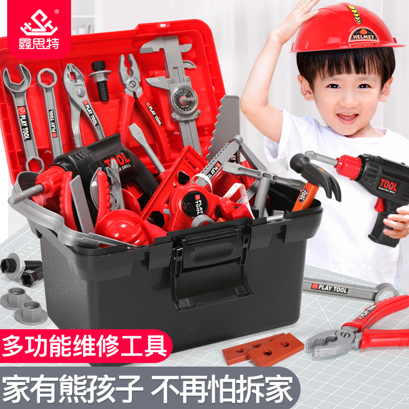 Children&#039;s Tool Schoolbag Baby Simulation Maintenance Toolbox Electric Drill Screwdriver Repair Play House Toy Set