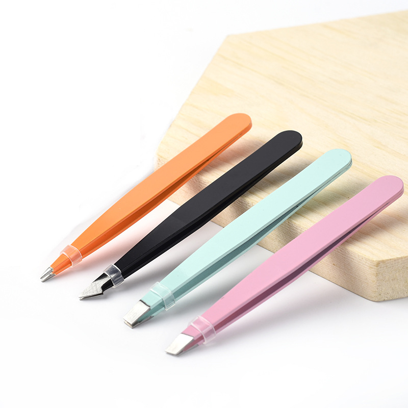 Steel Eyebrow Tweezers Tweezers Positive Oblique Tip Hook Eyebrow Clip Repair Eyebrow Tweezers Oblique Makeup Tools