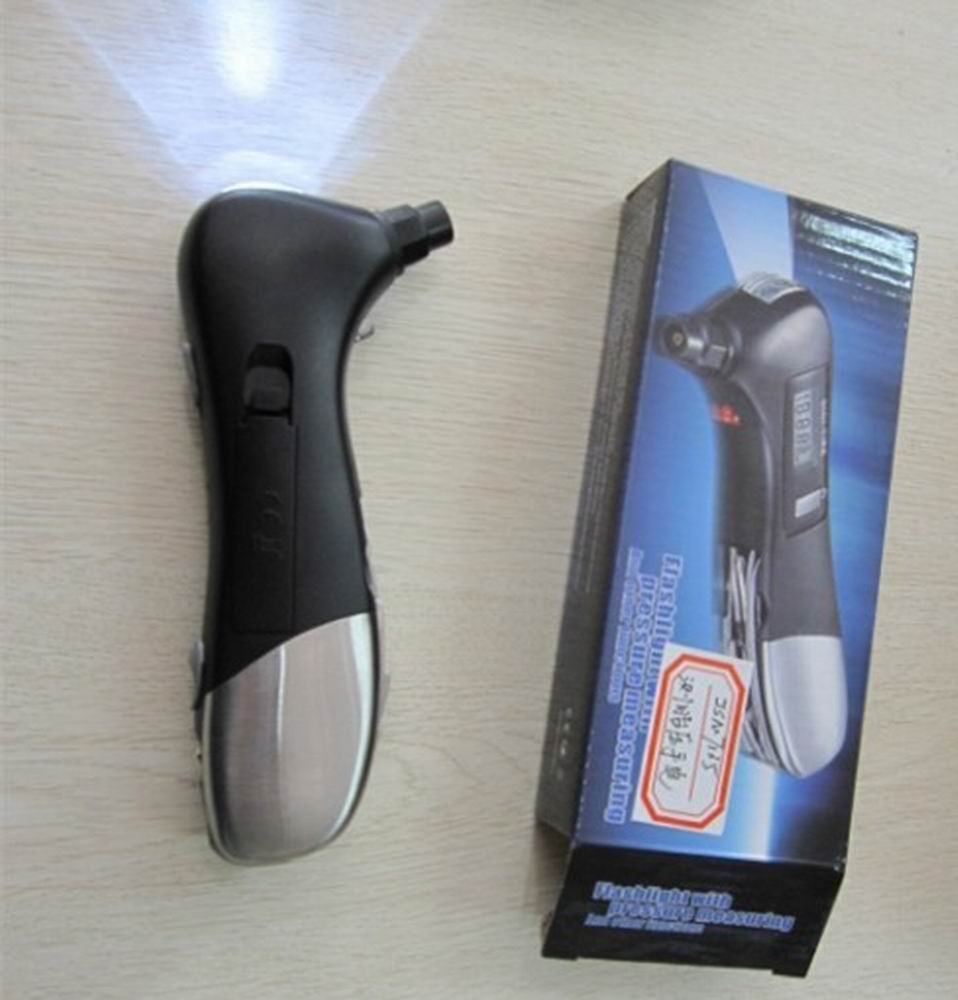 Js-6377 multi-function tool for measuring tire combined with safety hammer lamp pressure
