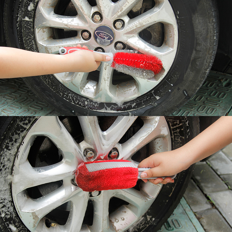 Car Wheel Brush New Multi-Functional Tire Cleaning Sponge Brush Non-Slip Handle Tire Steel Rim Car Washing Tools