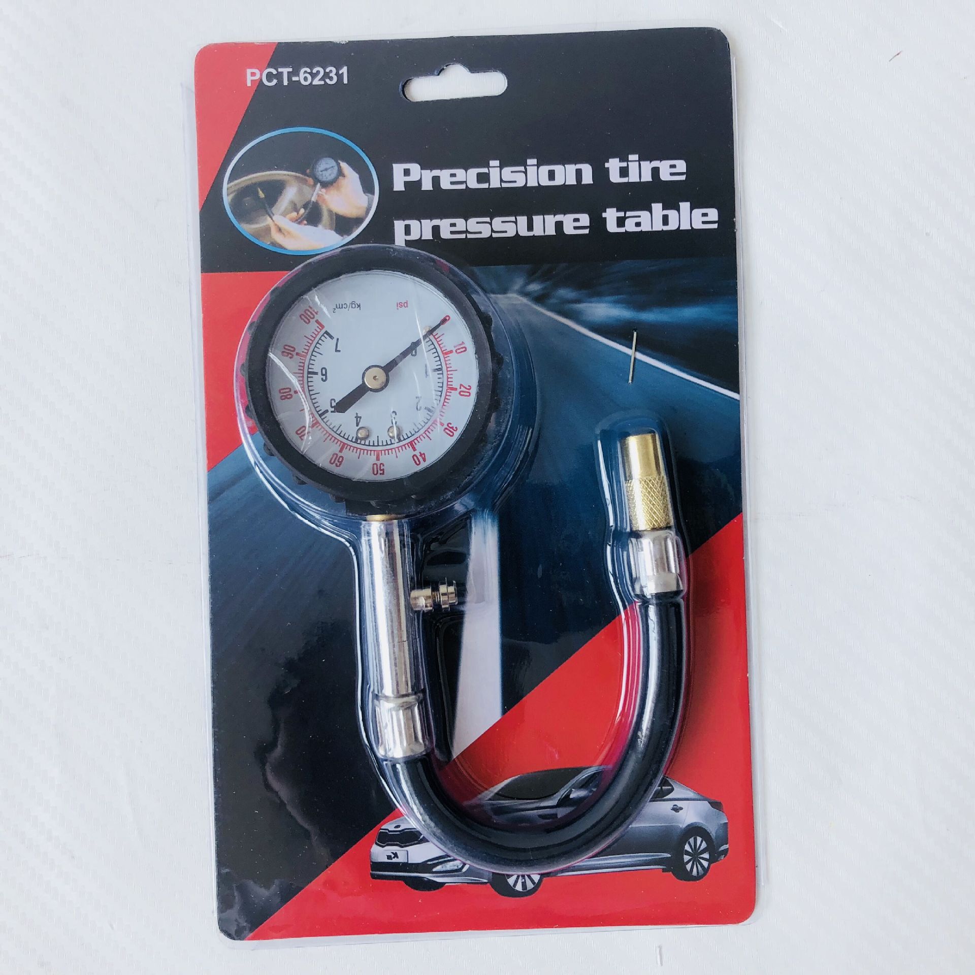 Automobile hose tire pressure gauge Automobile tire pressure measurement tool Automobile tire pressure gauge with air relief