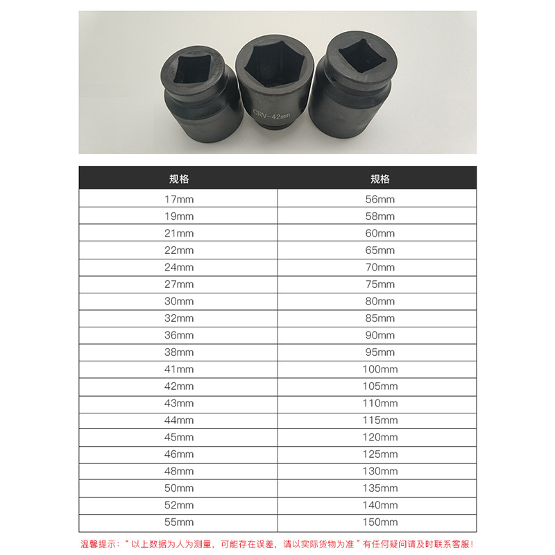 19-150mm Jackhammer Sleeve Head Car Tire Repair Jackhammer Sleeve One-Inch Hexagonal Jackhammer Sleeve