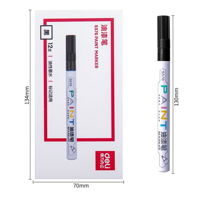 Deli S576 Painting Pen Graffiti Painting Shoes Repair Tire Marking Pen Sign-in Metal Color Marker Pen Thin Rod