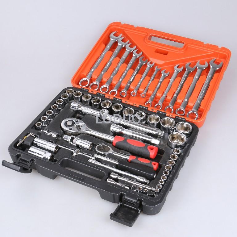 Quick ratchet repair tool set with auto repair socket wrench set multi-function casing cover tire removal