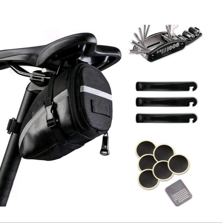 Bicycle Saddle Box Car Seat Wrap Mountain Bike Seat Pad Bag Backseat Bag GlueFree Tire Repair Combined Tool Set