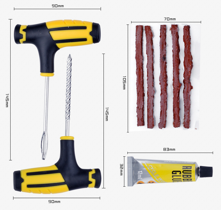 Car Tire Repairing Tools Set Vacuum Tire Motorcycle Electric Vehicle Special Emergency Strip Artifact