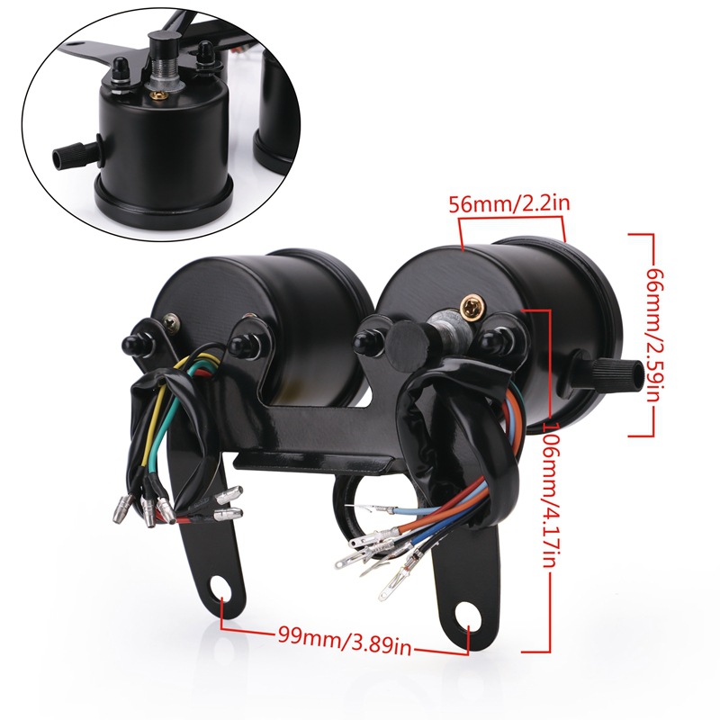 Motorcycle Speed Measuring Odometer Universal 0 ~ 160kmH 13000 Rmin LED Backlight Tachometer Meter