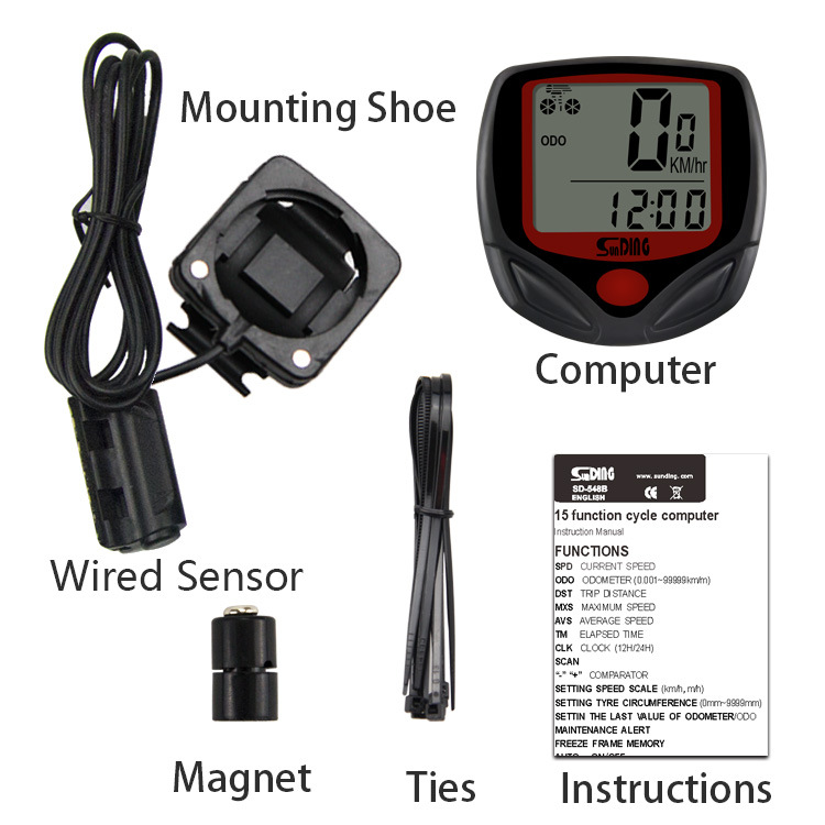 Sunding 546G bike stopwatch electric motorcycle odometer speedometer luminous English and Chinese
