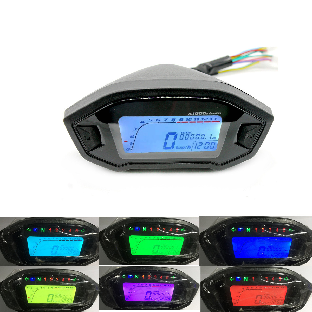 Monkey LCD Meters 12V Applicable Motorcycle Modified Speed Odometer Tachometer Liquid Crystal 2-4 Cylinder Speedometer