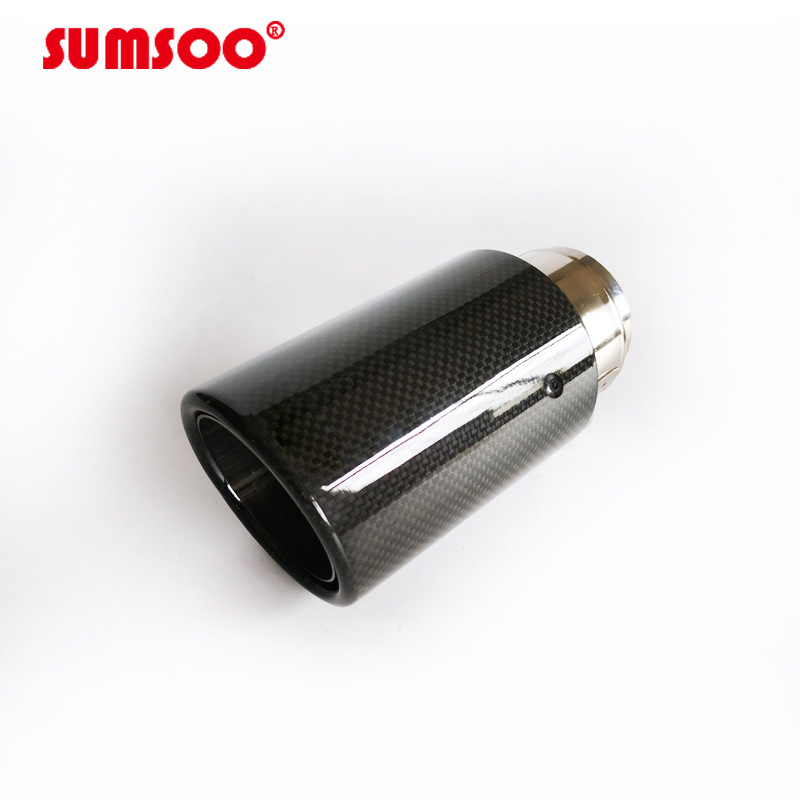 76Caliber Curling Pure Carbon Fiber Tail Throat Suitable for Volkswagen Audi Modified Exhaust Pipe