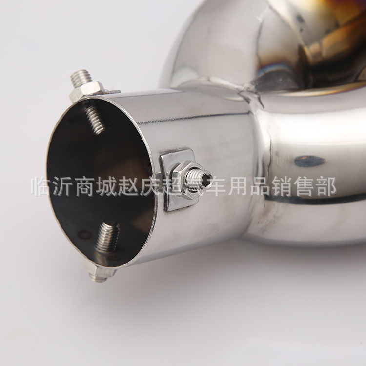 Factory Wholesale Sales 63mm Large Double Row Curved Baking Blue Silencer Tail Pipe Exhaust Pipe for Cars