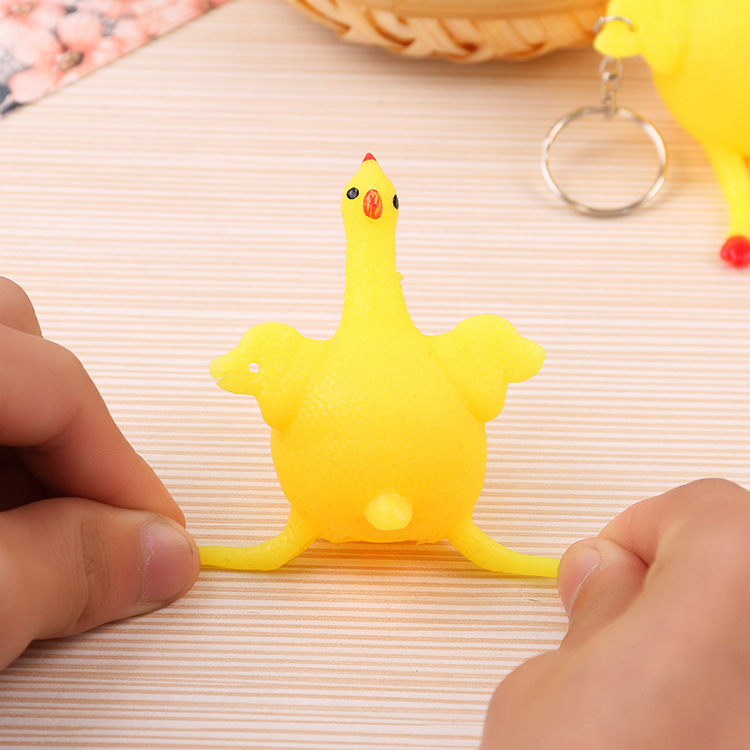 Laying Chicken Creative Vent Toy Funny Squeeze Laying Hens Vent Chicken Key Chain Exhaust Cylinder Relaxation Trick Toy