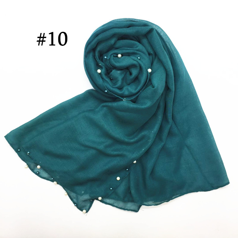 New Pearl Edges Scarf Hijab Solid Colours Shawl Fashion Women Scarves Cotton Shawls brand Wrap Soft Muffler 16 colors 