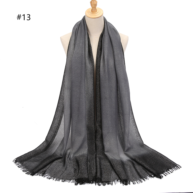 NEW Pashmina sliver thread hand-dye viscose tassles Soft scarf lady wraps Islamic bandana Muslim hijab Long muffler