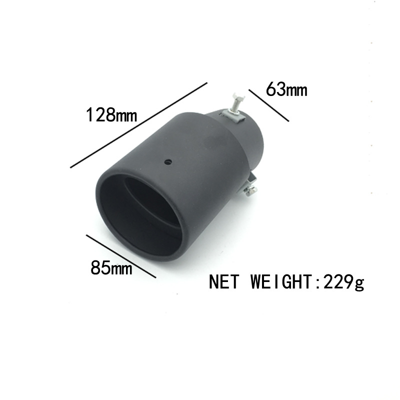 Black 63 Caliber Curved Tail Throat Universal Matte Black Stainless Steel Exhaust Muffler Sandblasting Black Tail Throat