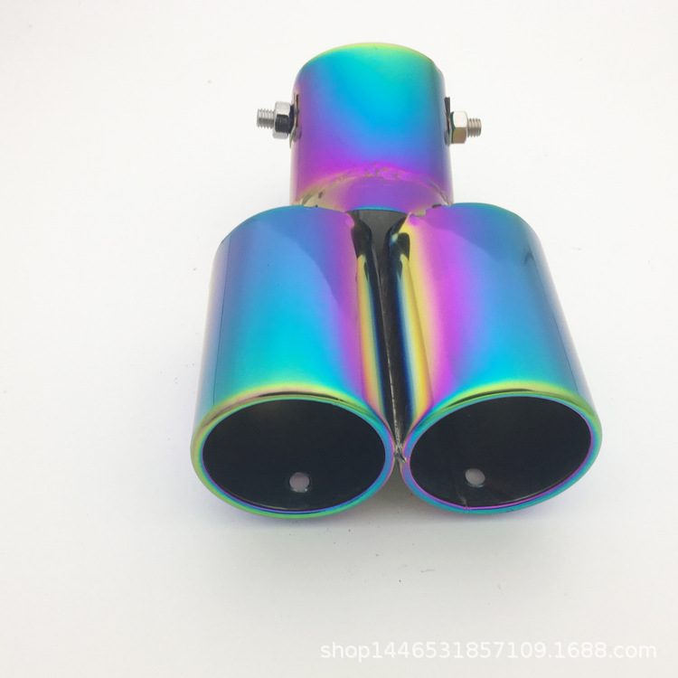 Color Double Outlet Exhaust Pipe Muffler Double Outlet Exhaust Pipe Tail Throat One out of Two Universal Double Tube
