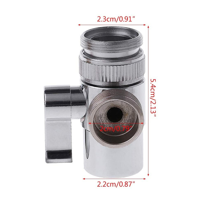Shower Diverter Valve, Solid Brass T Adapter 3 Ways Shower Head Shut Off Valve for Shower Valve Kitchen Faucet
