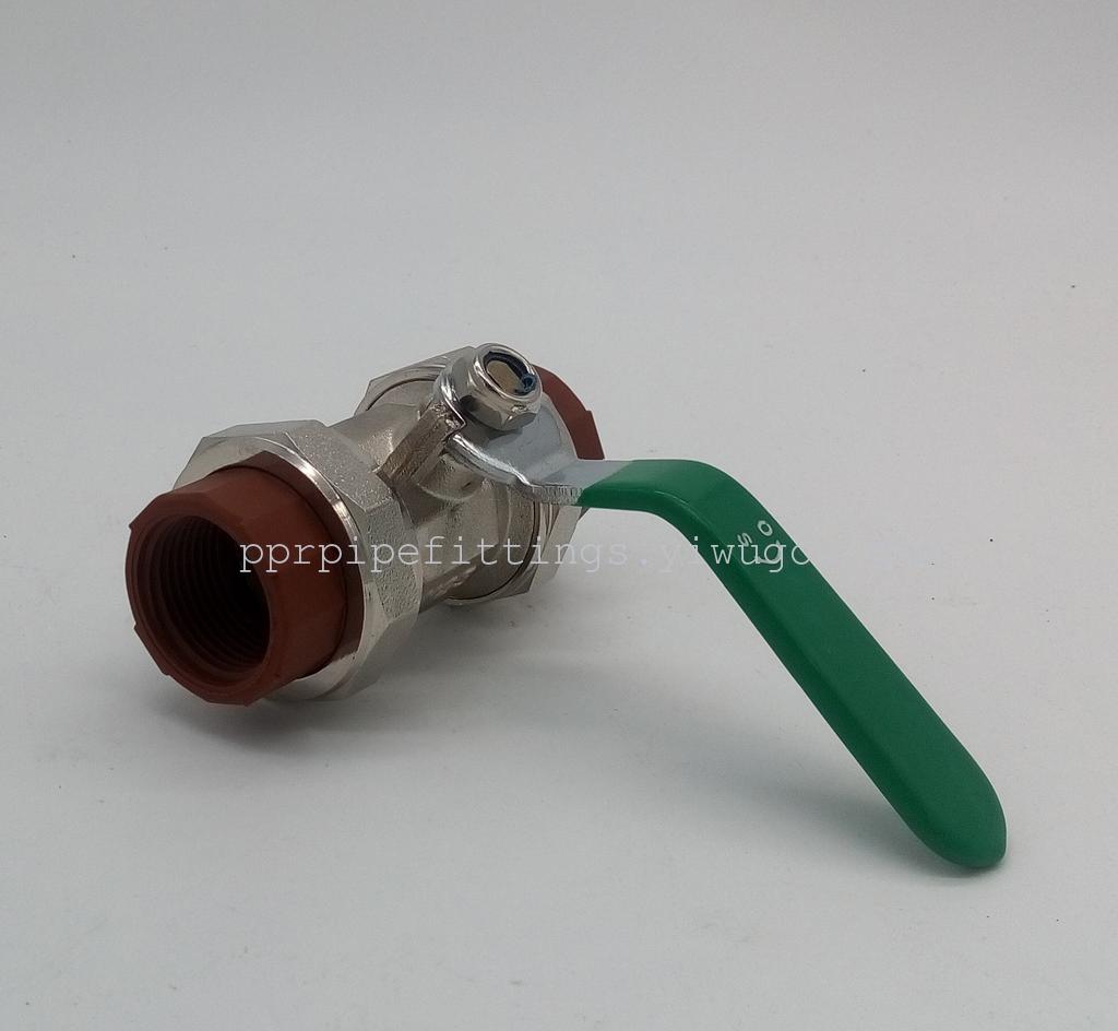  (PP) plastic  material thread water pipe special copper ball valve red brown