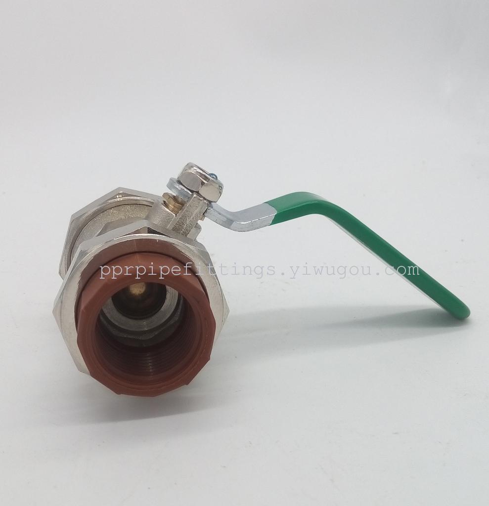  (PP) plastic  material thread water pipe special copper ball valve red brown