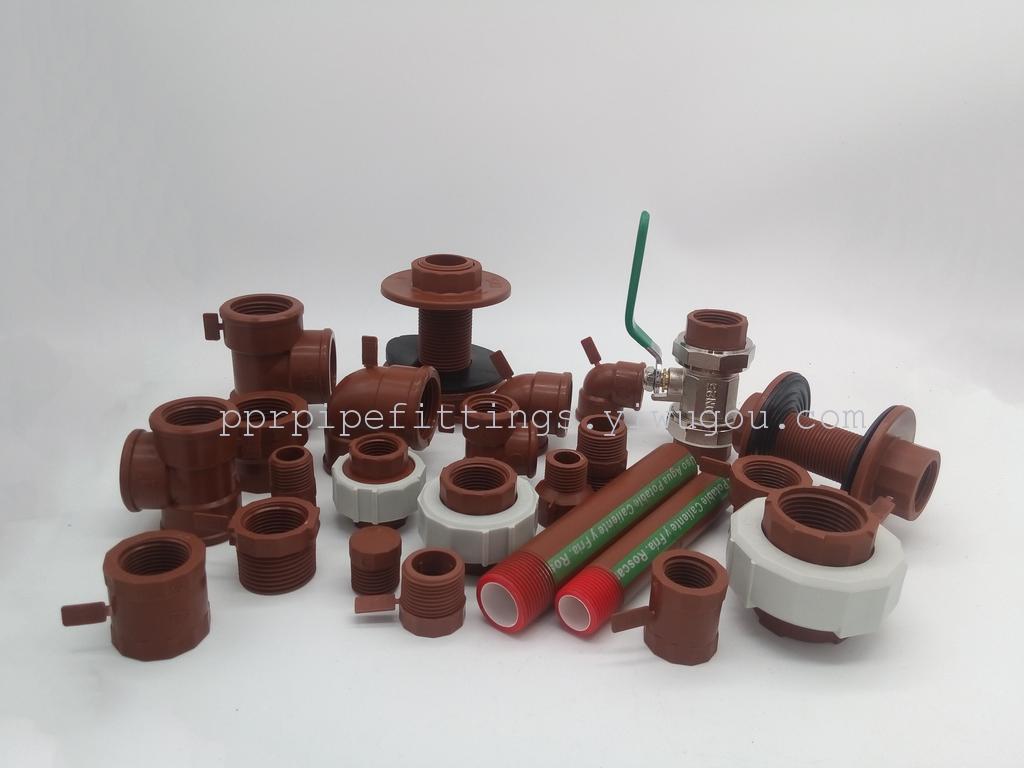  (PP) plastic  material thread water pipe special copper ball valve red brown