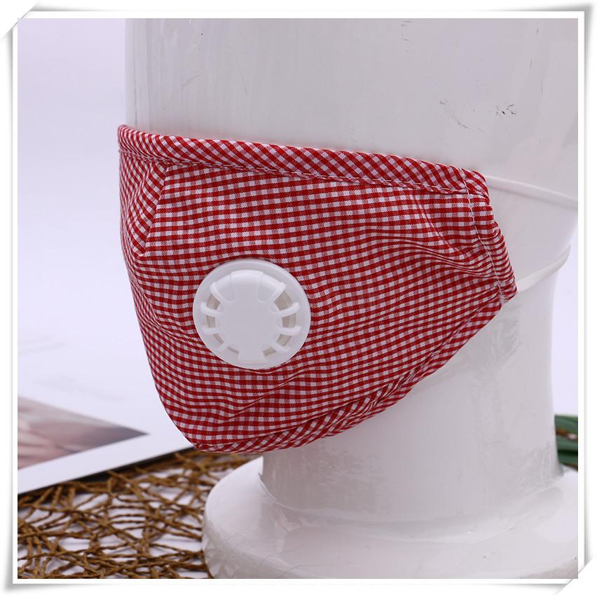 Red and White Plaid Mask Factory in Stock Wholesale PM2.5 Protective Mask with Breather Valve Cotton Mask Customization