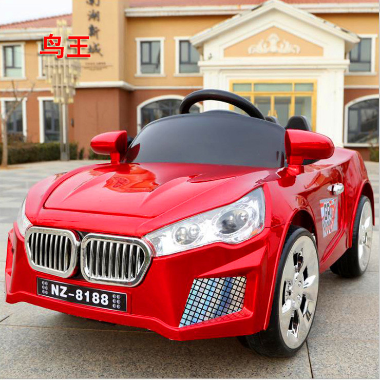 New children&#039;s electric car four-wheel dual drive remote control car boys and girls charge can sit 