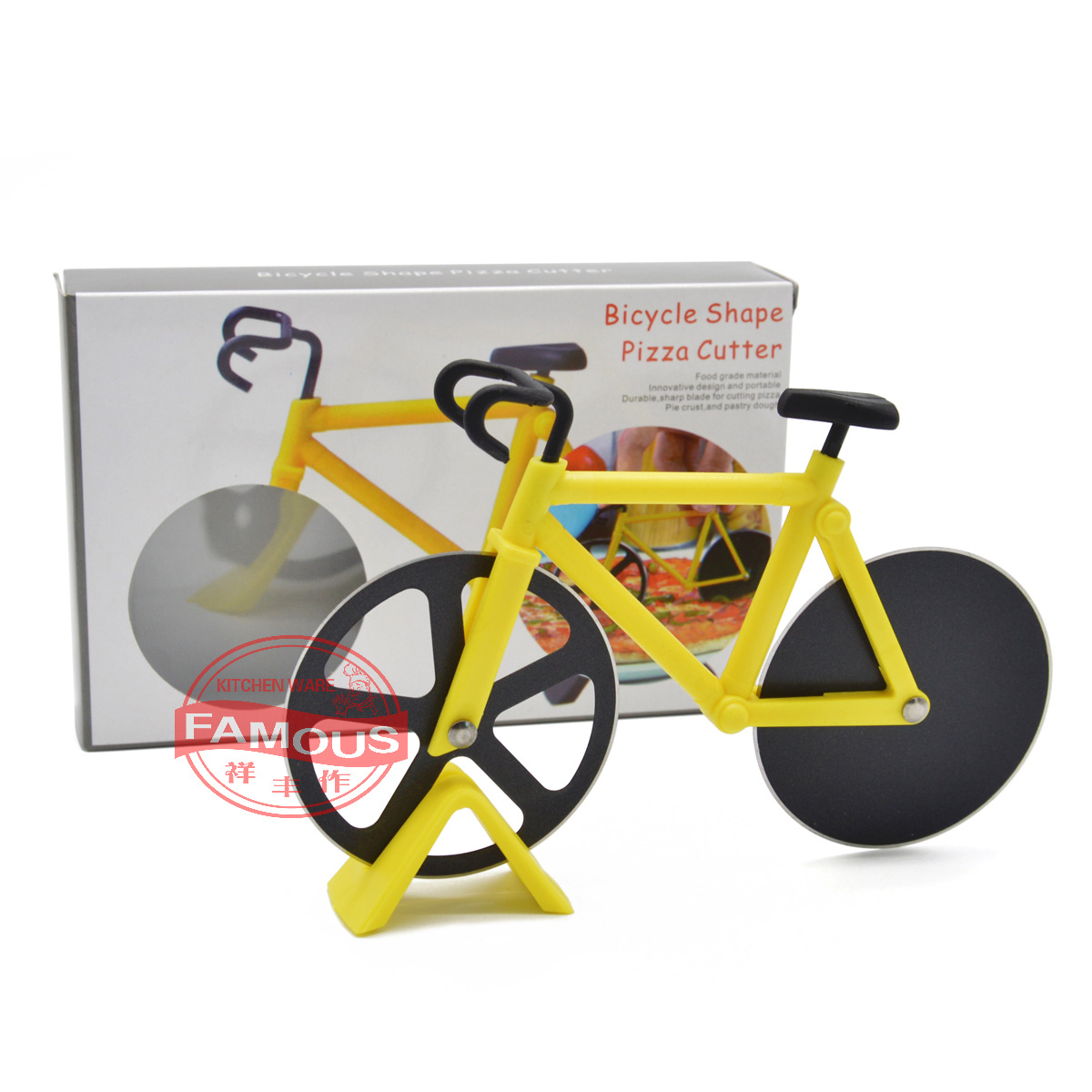 Spot Pizza Cutting Tool Bicycle Shape Pizza Slitting Knife Stainless Steel Pizza Cut Double Wheel Pizza Wheel Knife