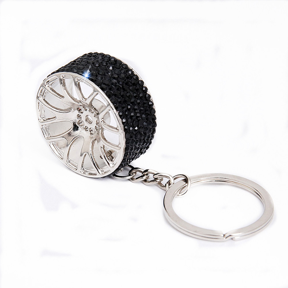 Cross-Border New Car Key Chain Diamond Creative Keychain Car Wheel Key Chain High-End Car Key Chain