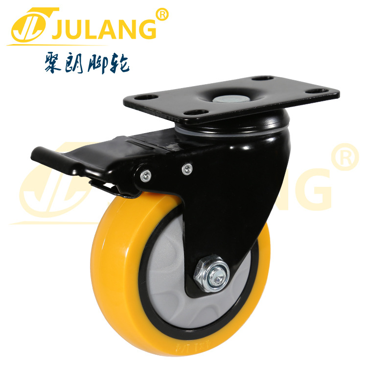 3-Inch 4-Inch 5-Inch Medium Anti-Winding Universal Wheel Polyurethane Directional Wheel Pu Mute Industrial Barrow Caster