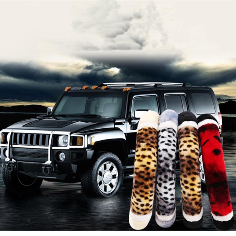 Car Wool cloth with soft nap Leopard grain Steering wheel covers
