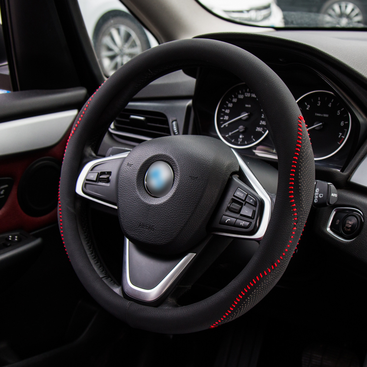High Quality Small Sheepskin Pattern Handle Cover New 3D Drum Bag Open Line Steering Wheel Cover Non-Slip 38# Universal Car Supplies