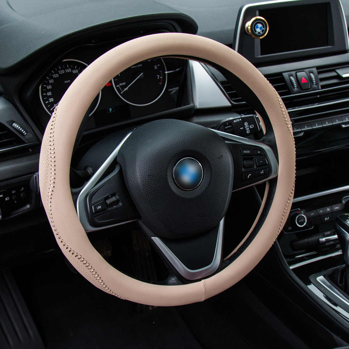 High Quality Small Sheepskin Pattern Handle Cover New 3D Drum Bag Open Line Steering Wheel Cover Non-Slip 38# Universal Car Supplies