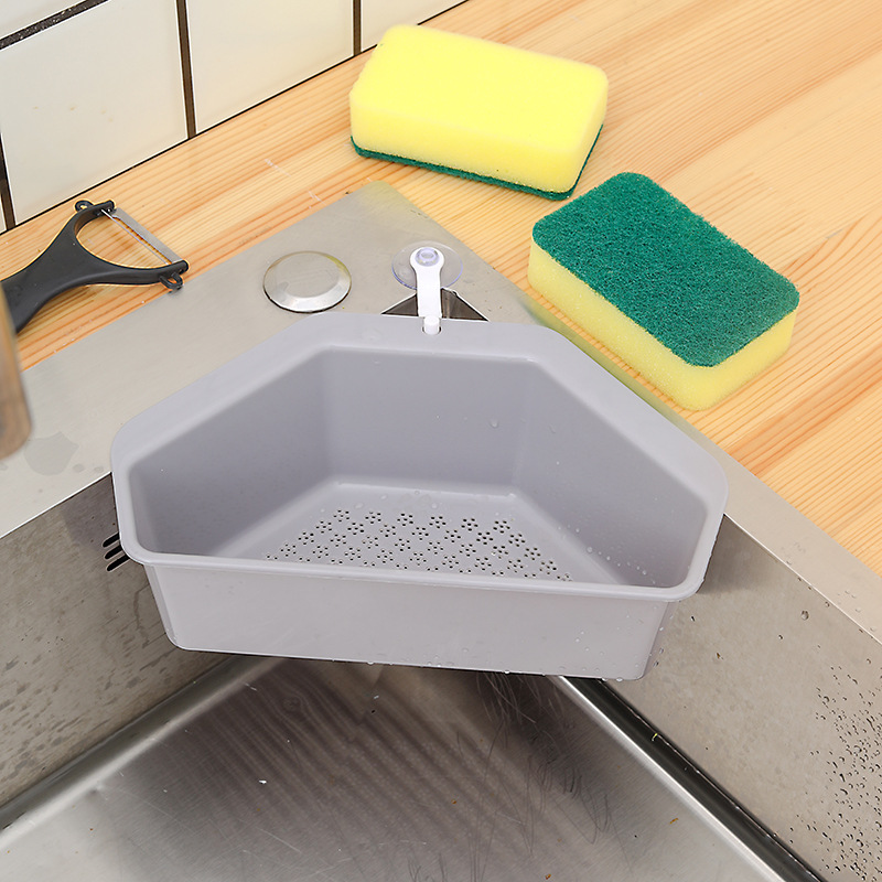 Tri-triangle asphalt basket trough plastic suction cup sink kitchen waste debris filter mesh tank asphalt shelf