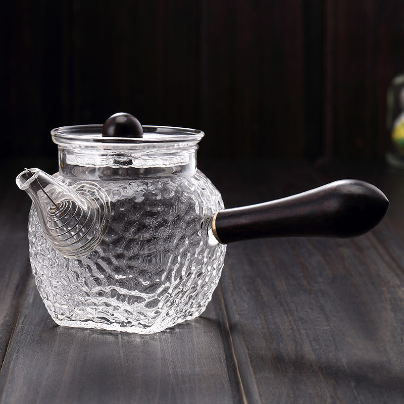 Pattern Teapot HeatResistant Glass Tea Set Filter Pitcher Ebony Side Handle Pot JapaneseStyle Household Tea Cooker