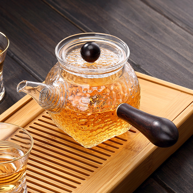 Pattern Teapot HeatResistant Glass Tea Set Filter Pitcher Ebony Side Handle Pot JapaneseStyle Household Tea Cooker
