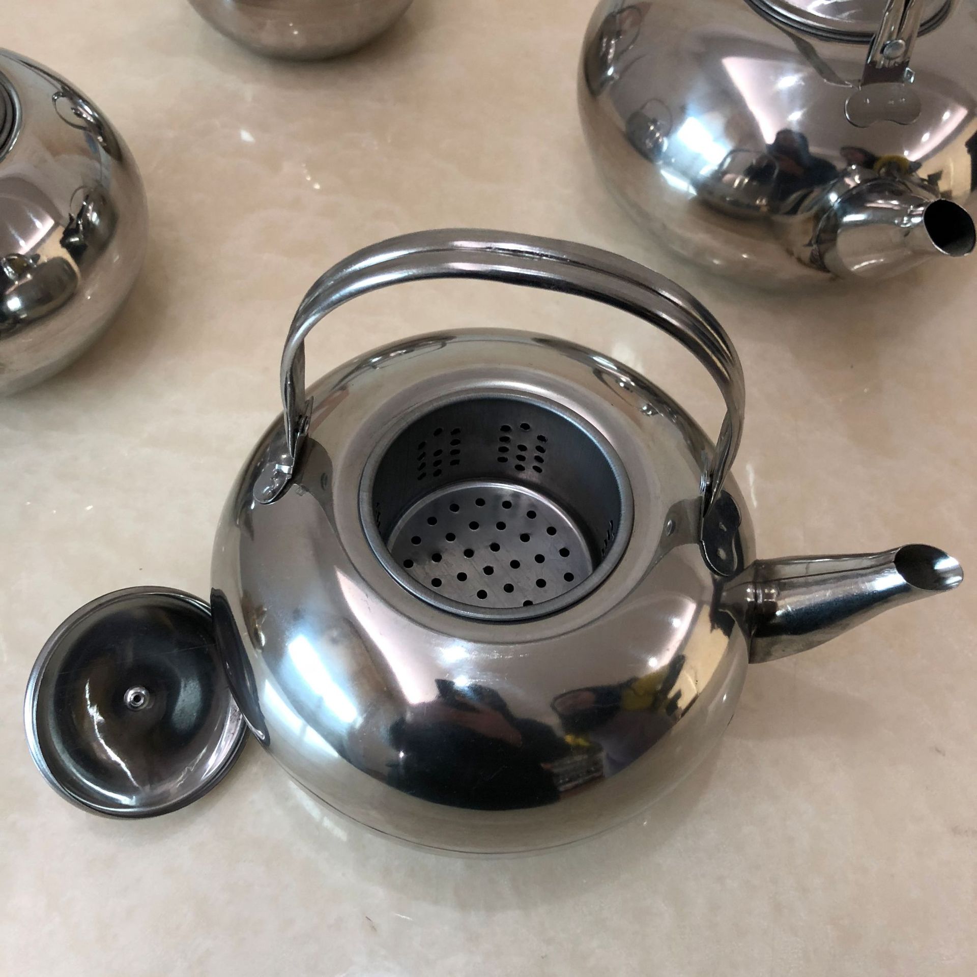  Stainless Steel Exquisite Pot with Filter Cold Water Jug Non-Magnetic Sound Bubble Teapot Warm Wine Kettle Tea Set