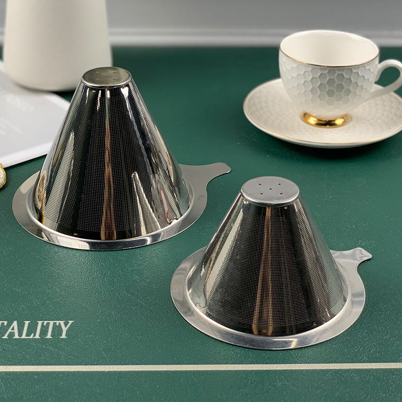 Creative 304 Stainless Steel Filter Coffee Set Accessories Office Home Pour-over Coffee Dreg Screening Filter Funnel