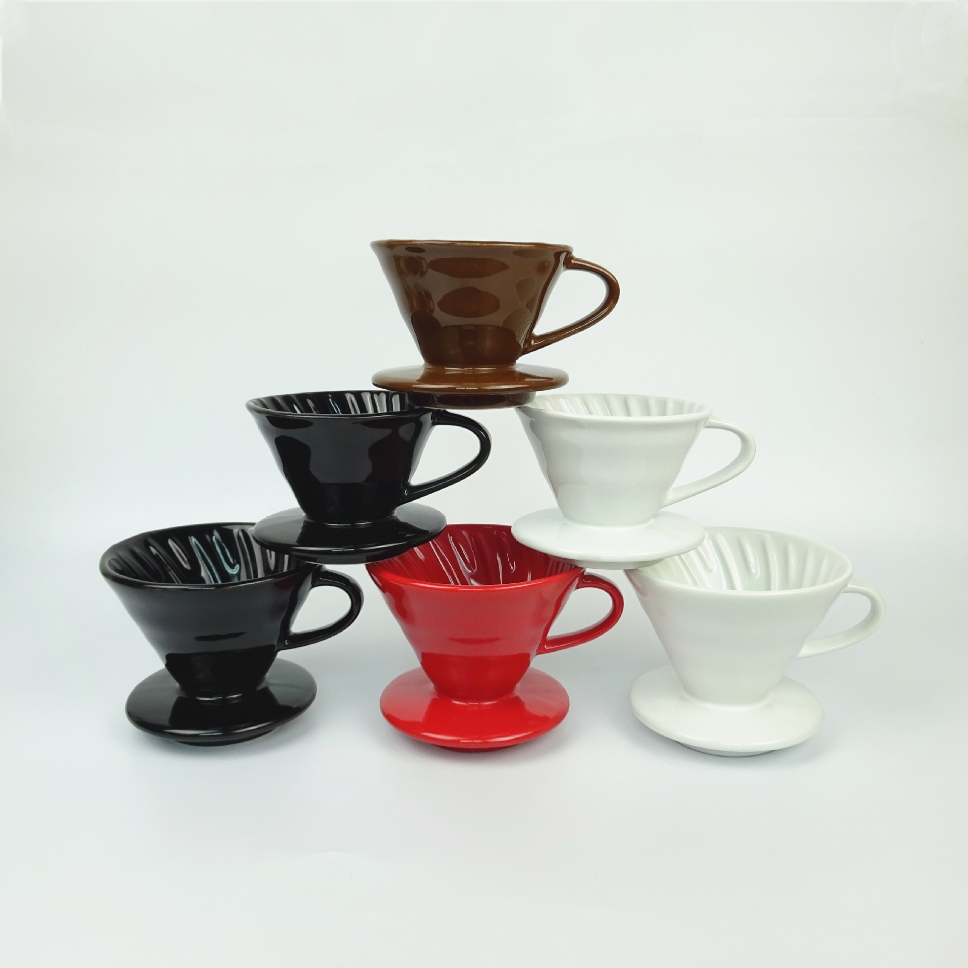 Creative Ceramic Coffee Funnel Filter Cup Cone Spiral Pattern Filter Drip Type Manual Filter Cup Coffee Appliance