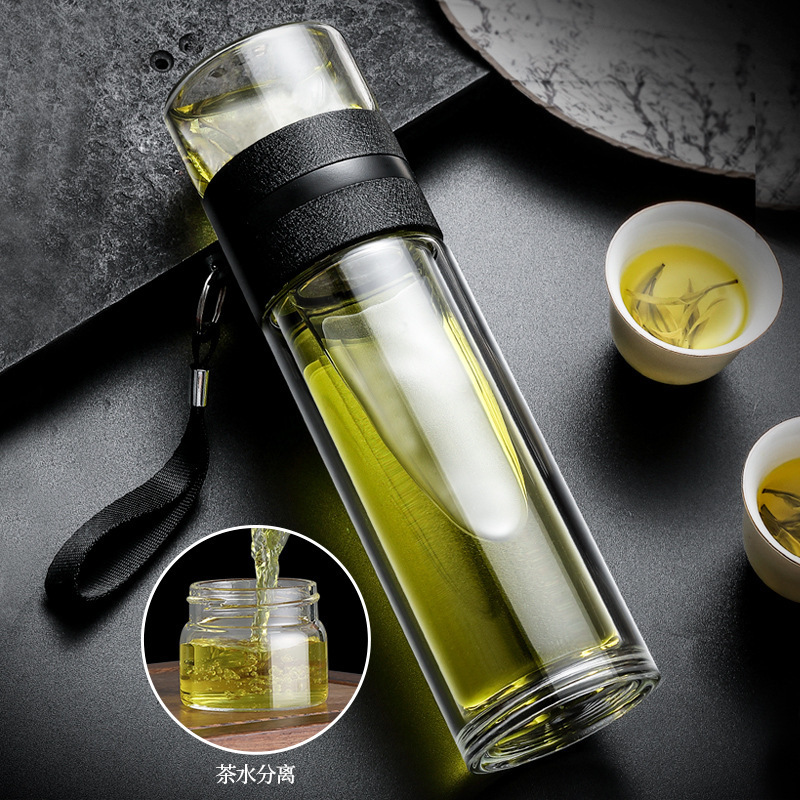 Resistant Double Glass Water Cup Portable Men and Women with Filter Screen Office Tea Separation Cup Tea Maker