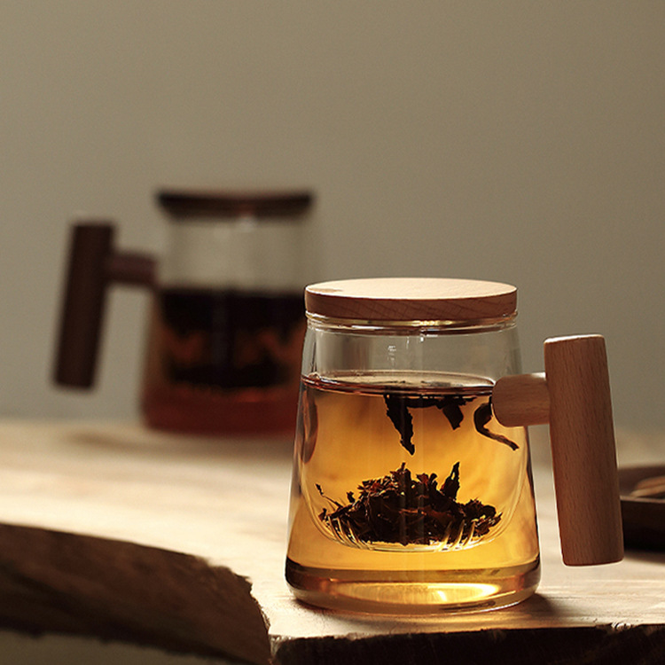 Heat-Resistant Thick Glass Tea Separation Filter Tea Cup with Lid Household Borosilicate Glass Flower Tea Teacup