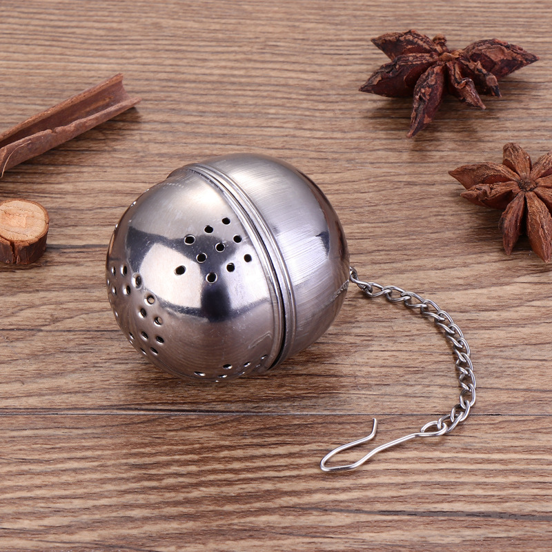 Stainless Steel Handle Lovely Creative Tea Ball Strainer, Oil Filter Seasoning Steel Ball Tea Machine Tea Filter Tray