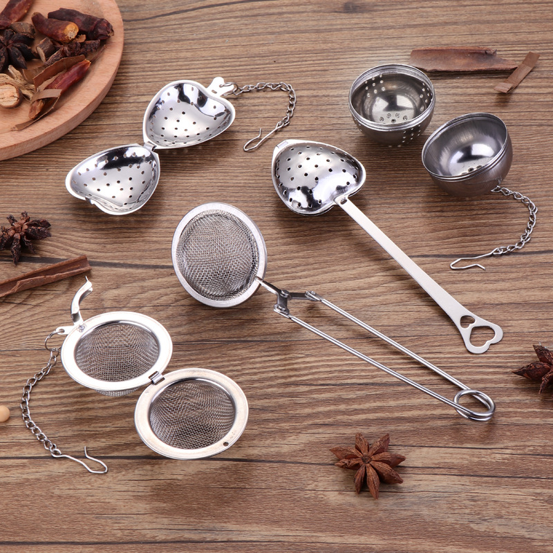 Stainless Steel Handle Lovely Creative Tea Ball Strainer, Oil Filter Seasoning Steel Ball Tea Machine Tea Filter Tray
