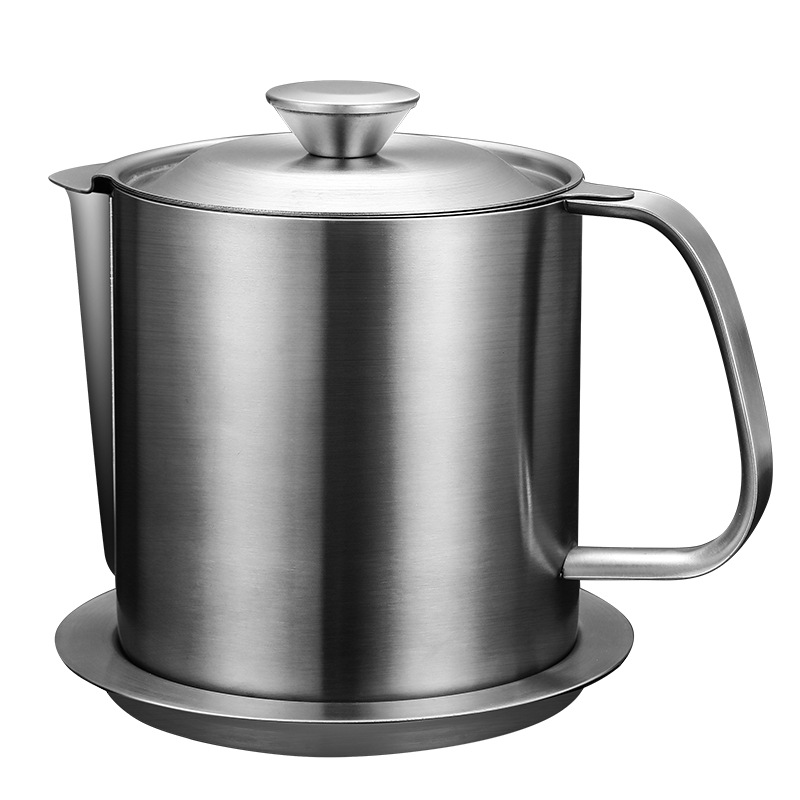 304 Stainless Steel Oil Draining Pot Oil Filter Oil Pouring Jar Large Capacity Lard Filter Oil Residue Oil Separator Oil Bottle Kitchen